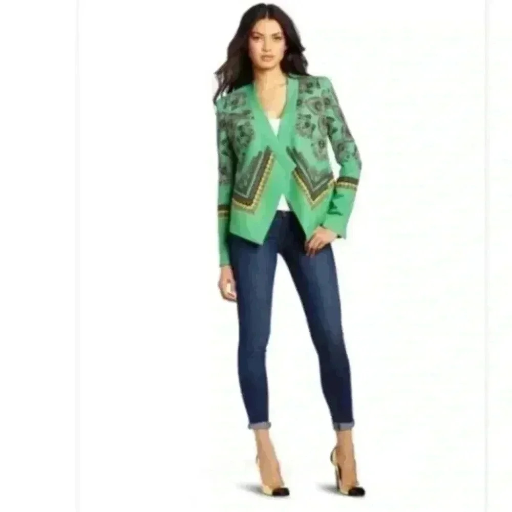 BCBGMaxAzria Abree Blazer Open Front Kelly Green BCBG